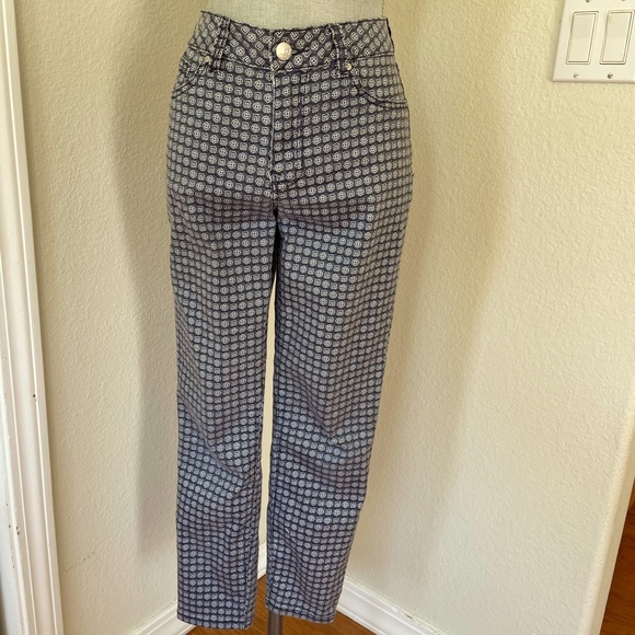 d. jeans Denim - d. Jeans Ankle Length Jeans Blue/White Geometric 8